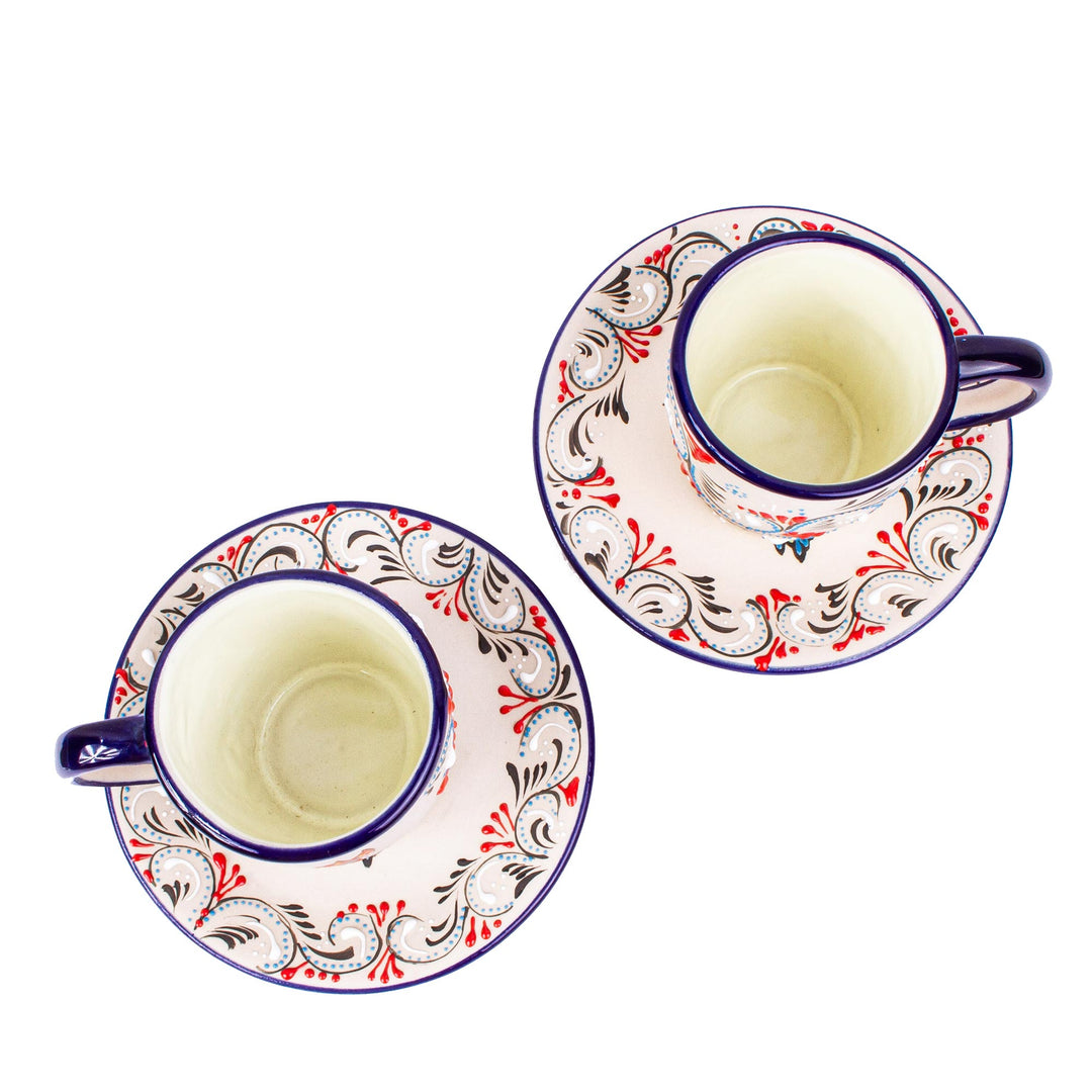 Hand Crafted Ceramic Cups and Saucers (Pair) - Colibri