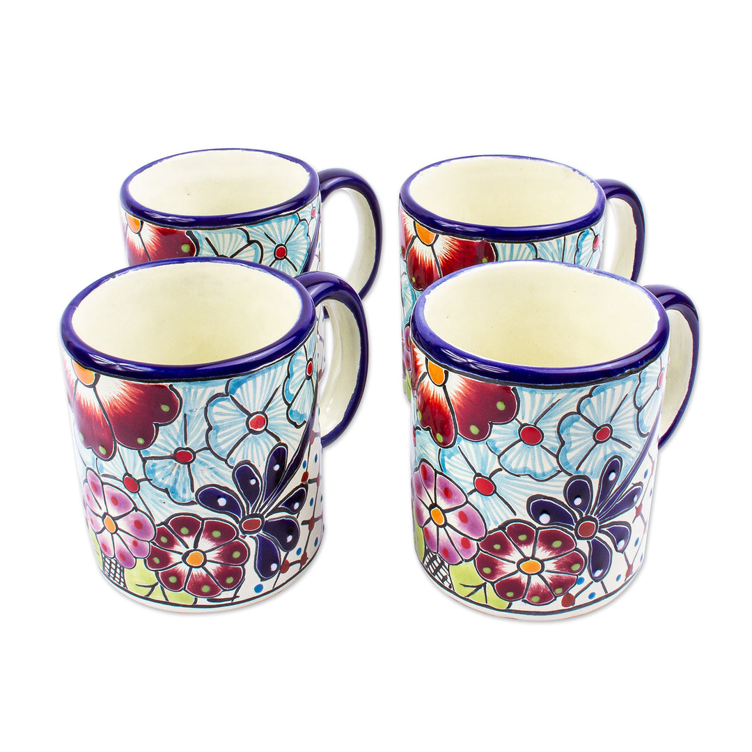 Multicolored Ceramic Mugs from Mexico (Set of 4) - Colors of Mexico