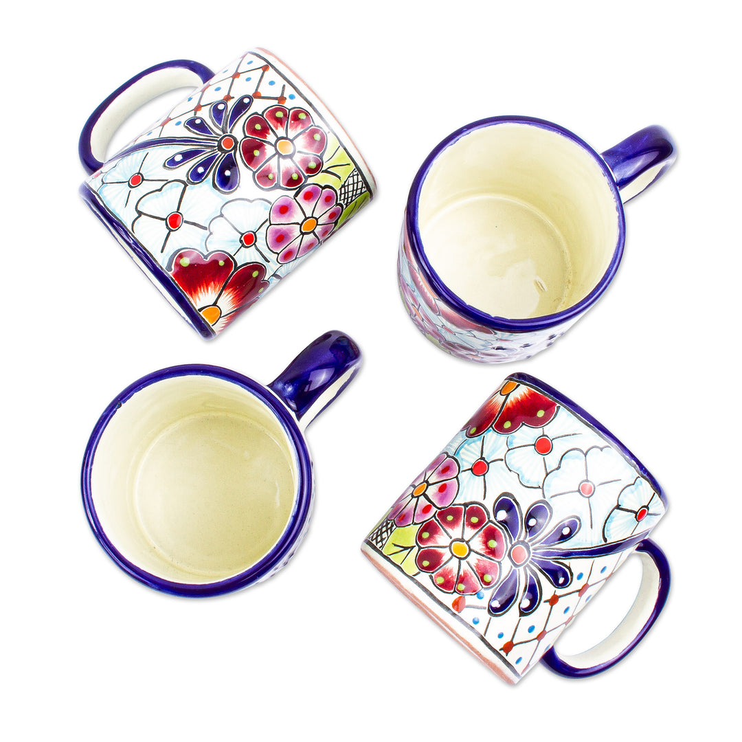 Multicolored Ceramic Mugs from Mexico (Set of 4) - Colors of Mexico