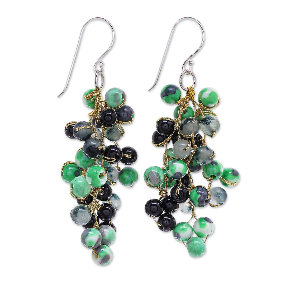 Artisan Crafted Green Agate Dangle Earrings - Dionysus in Green