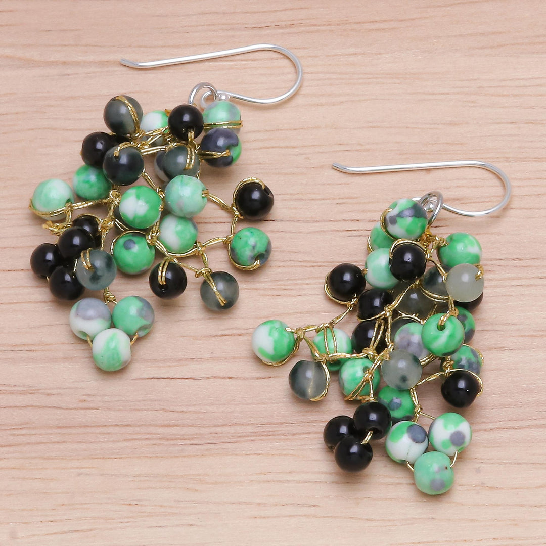 Artisan Crafted Green Agate Dangle Earrings - Dionysus in Green