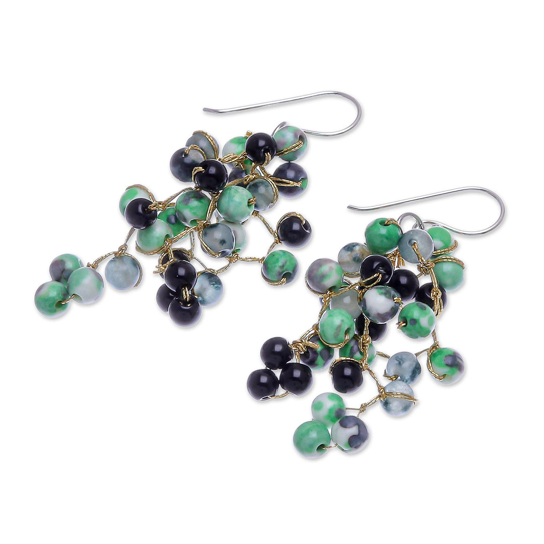 Artisan Crafted Green Agate Dangle Earrings - Dionysus in Green