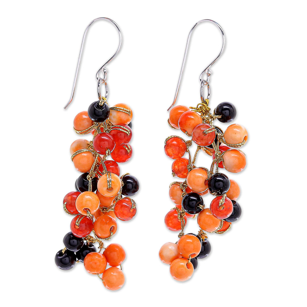 Hand Crafted Orange Agate Dangle Earrings - Dionysus in Orange