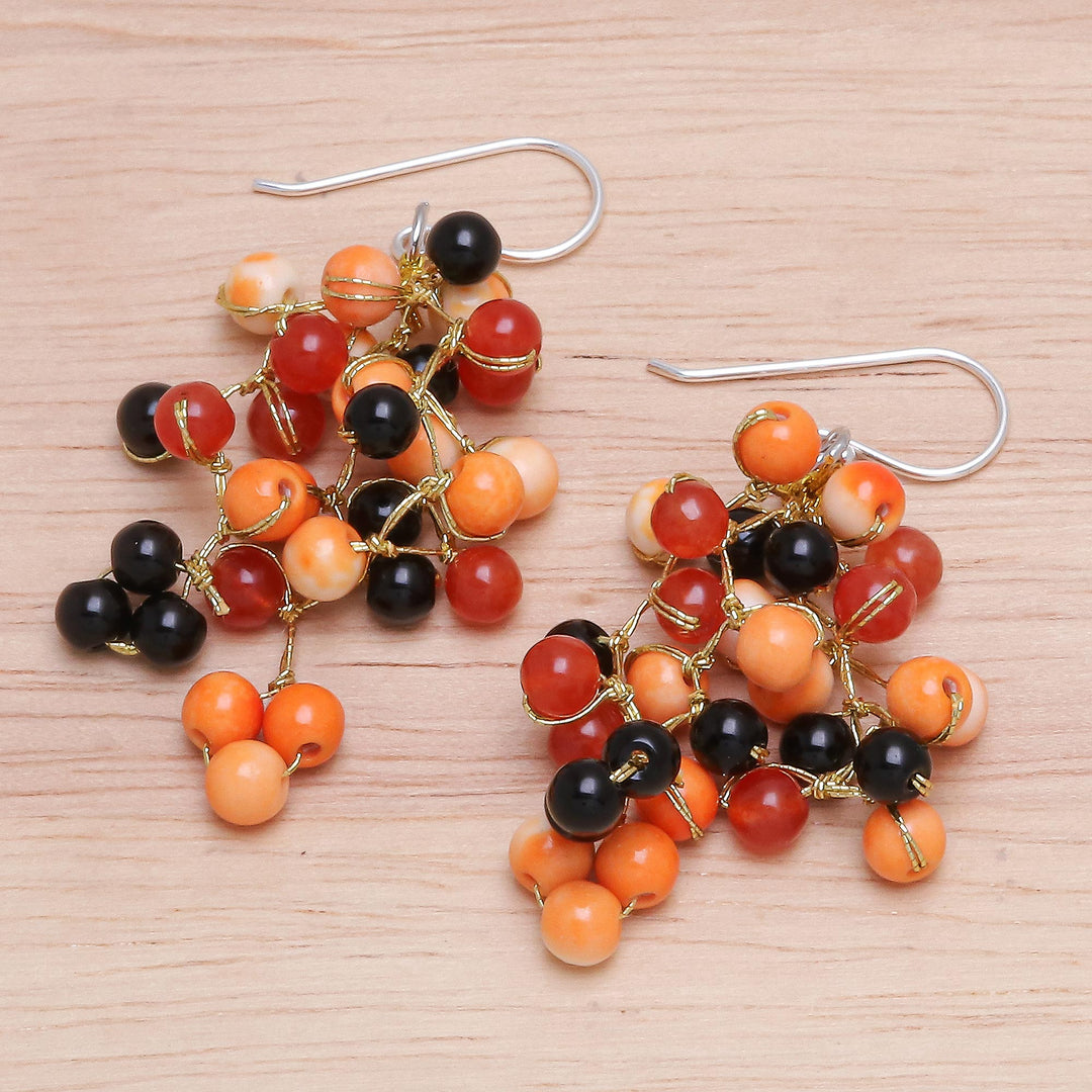 Hand Crafted Orange Agate Dangle Earrings - Dionysus in Orange