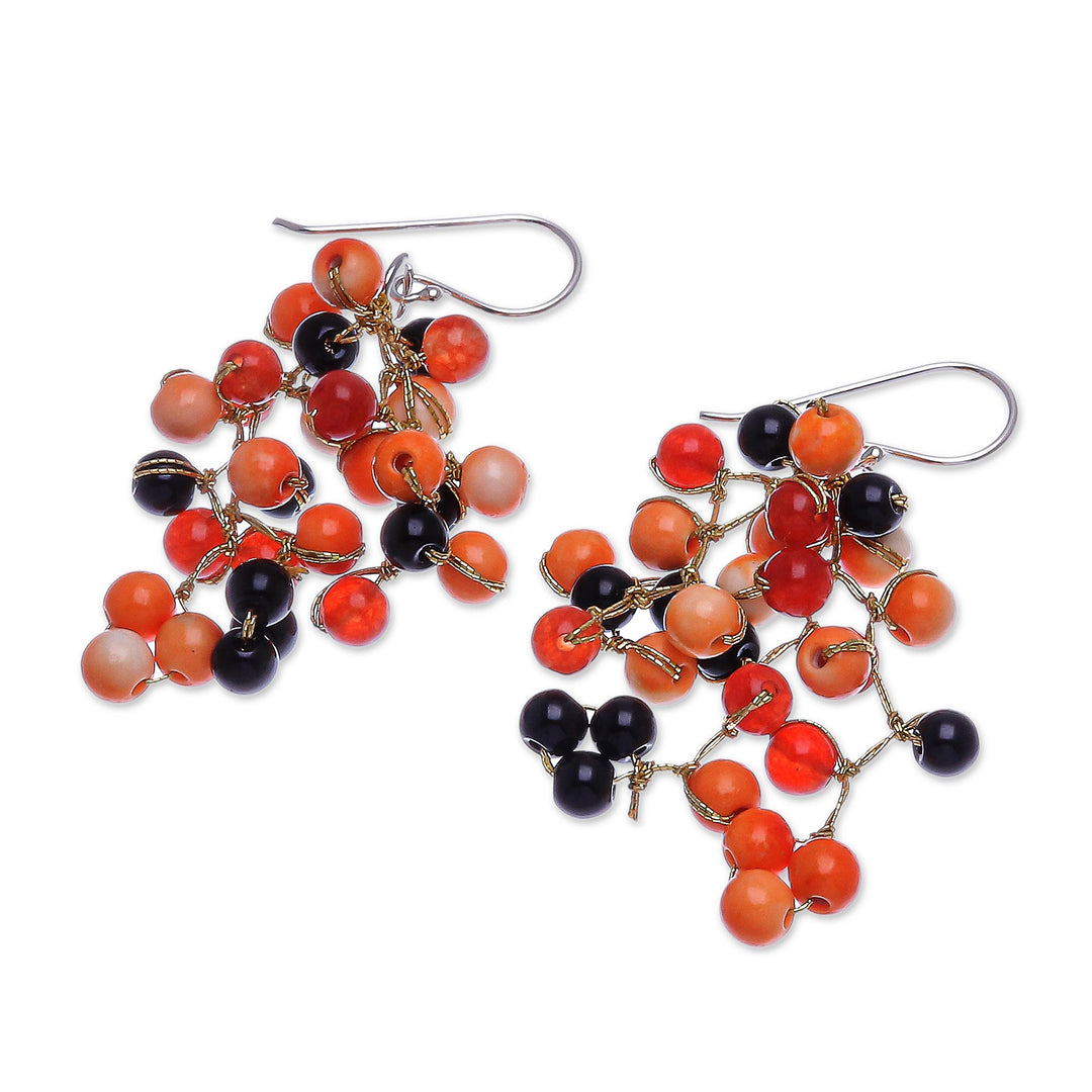Hand Crafted Orange Agate Dangle Earrings - Dionysus in Orange