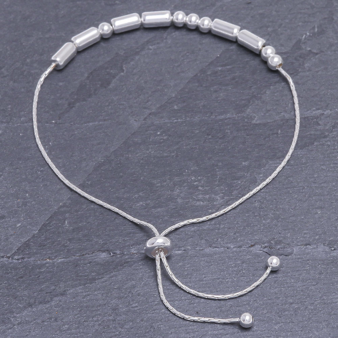 Hand Crafted Sterling Silver Morse Code Beaded Bracelet - Message of Unity
