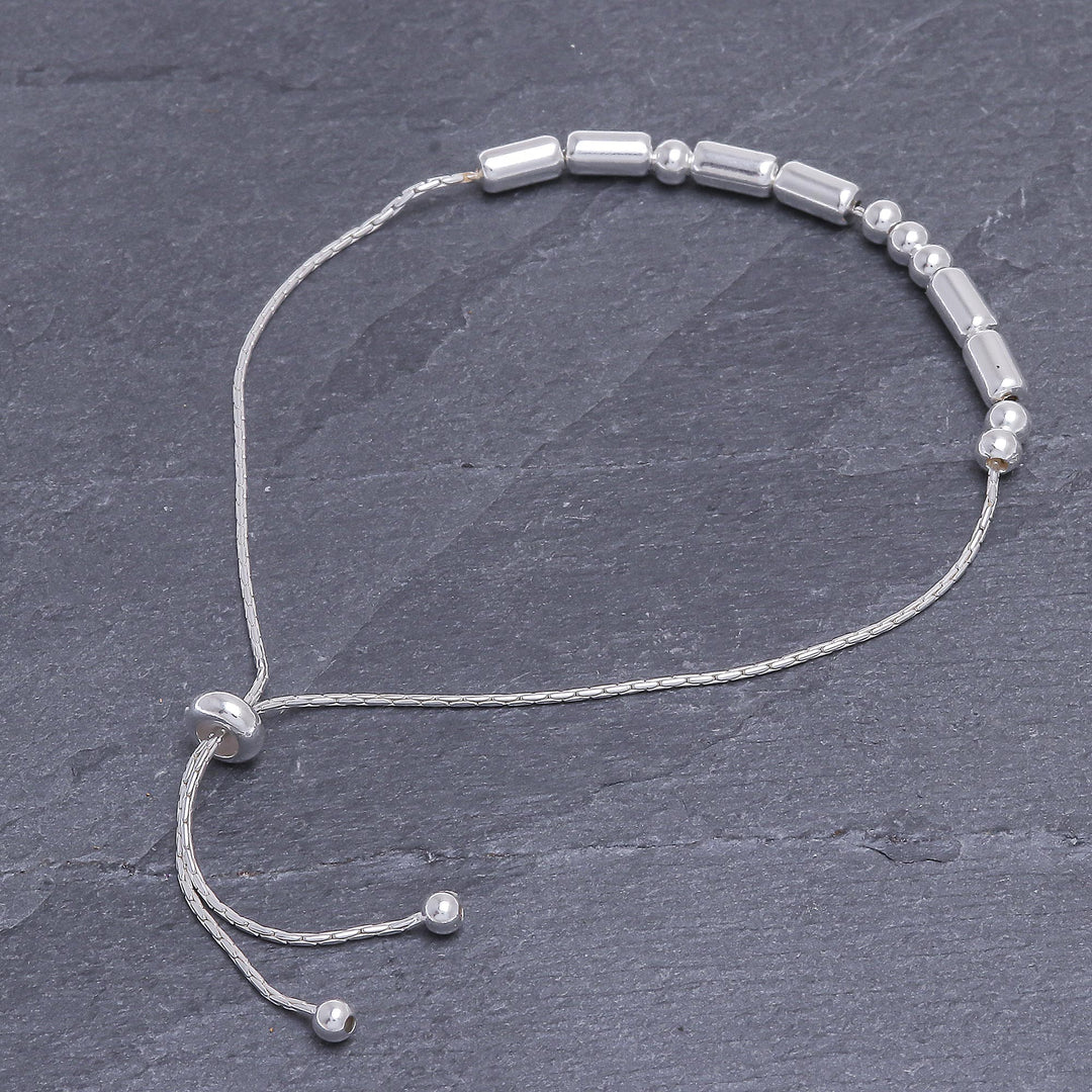 Hand Crafted Sterling Silver Morse Code Beaded Bracelet - Message of Unity