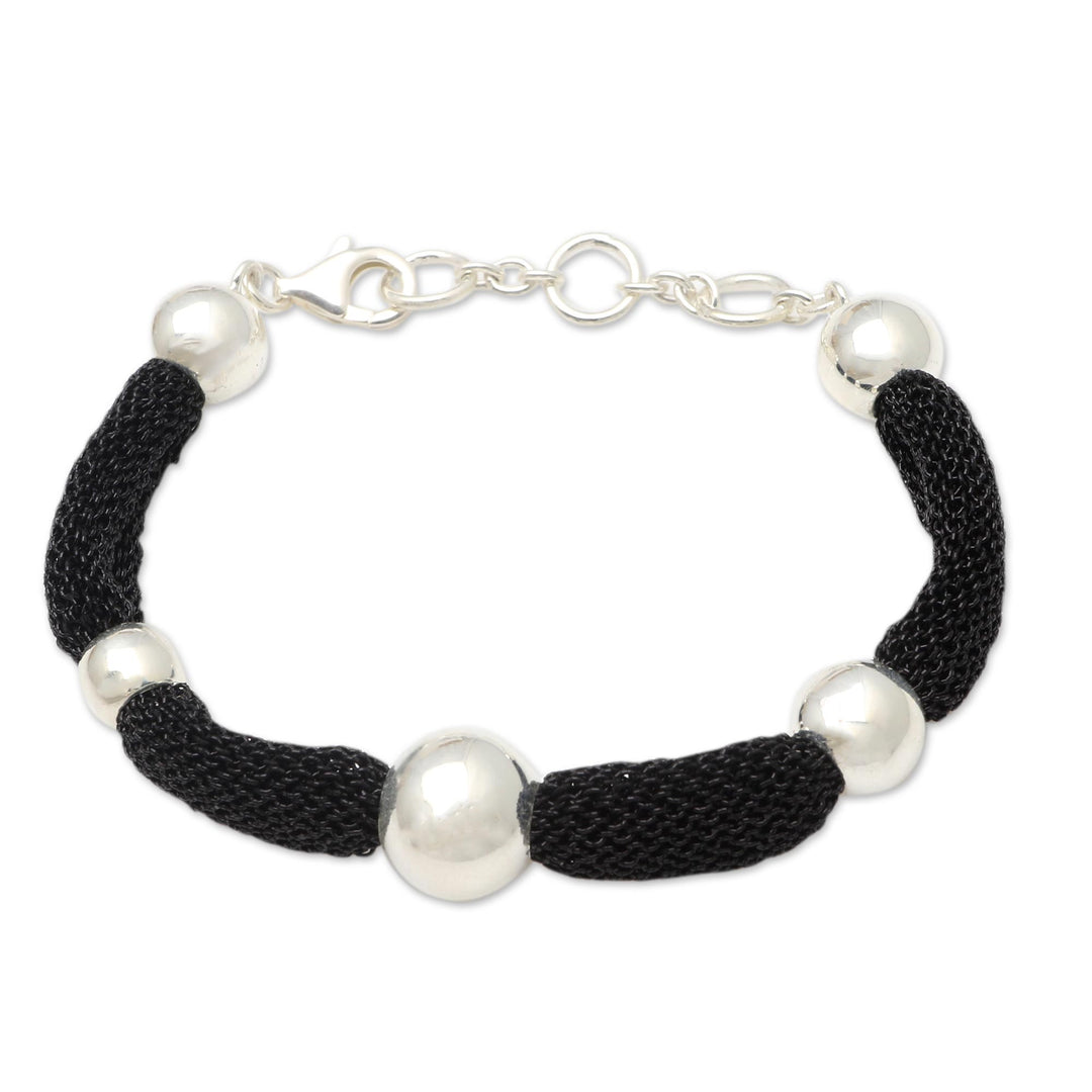 Silver and Black Mesh Station Bracelet - In Order