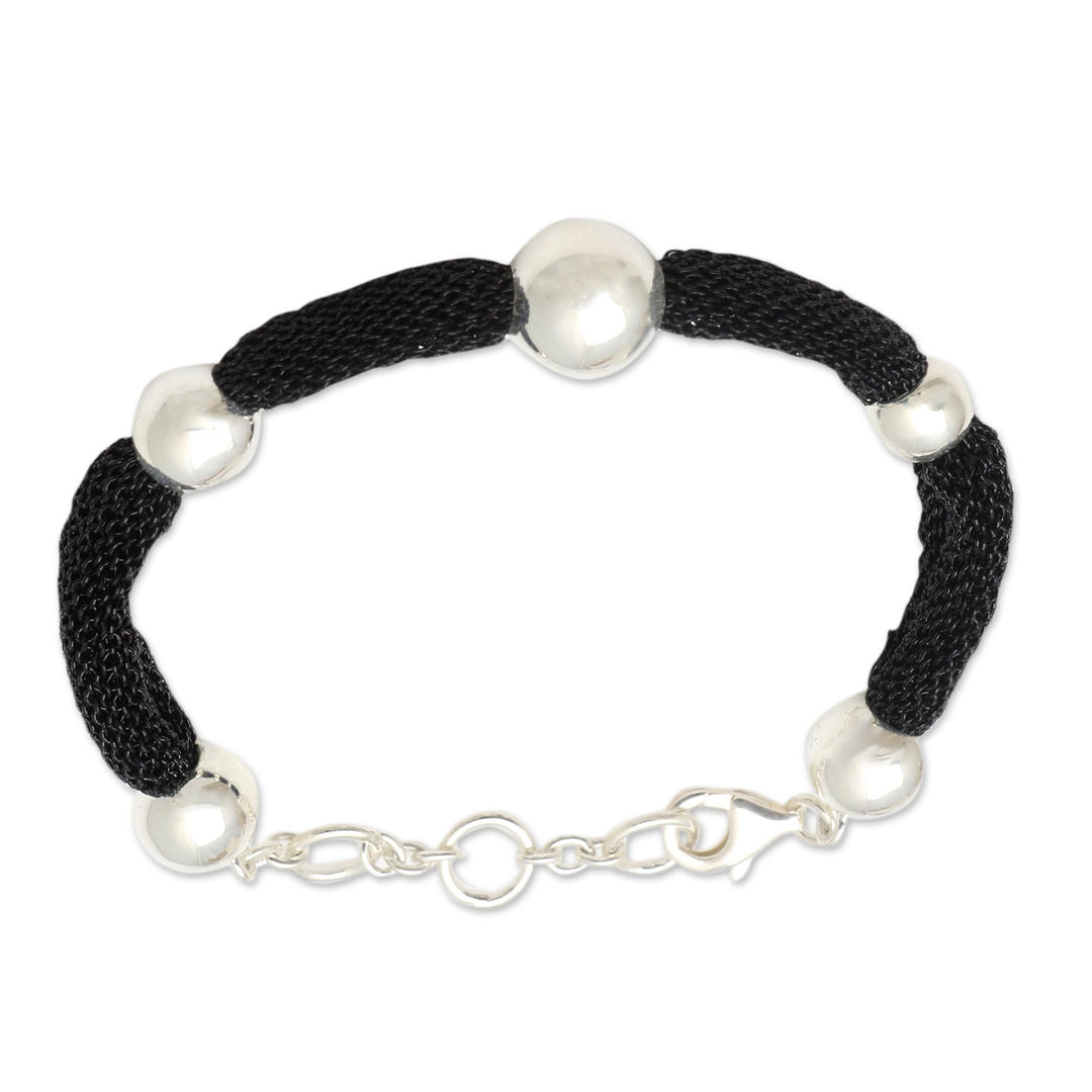 Silver and Black Mesh Station Bracelet - In Order