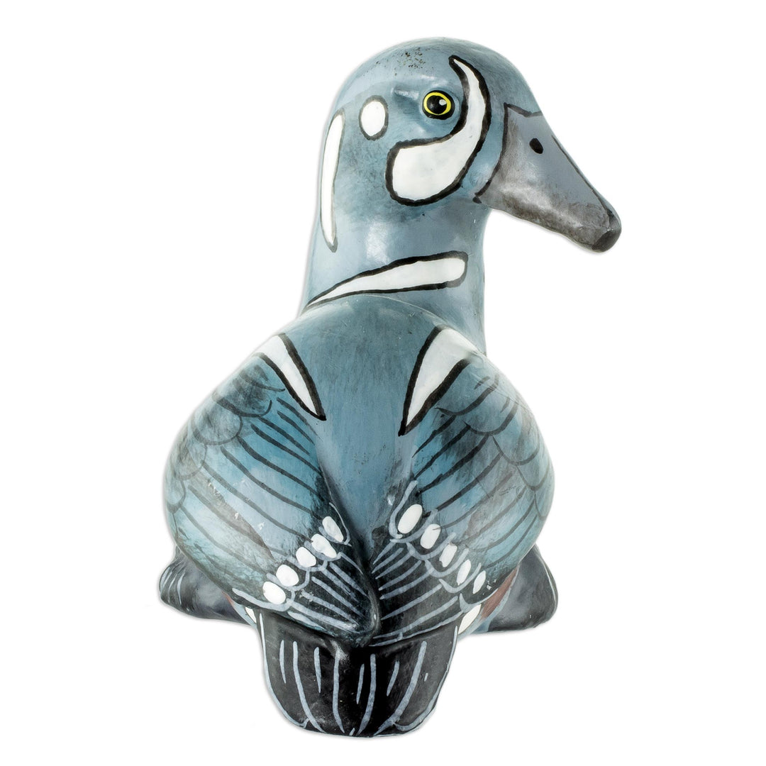 Guatemala Handcrafted Ceramic Harlequin Duck Figurine - Male Harlequin Duck