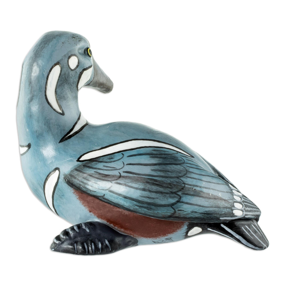 Guatemala Handcrafted Ceramic Harlequin Duck Figurine - Male Harlequin Duck