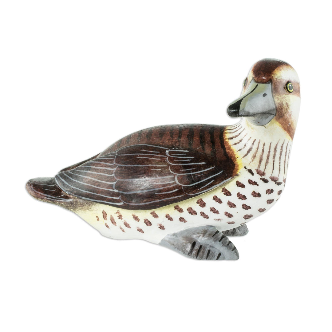 Guatemala Handcrafted Ceramic Masked Duck Figurine - Masked Duck