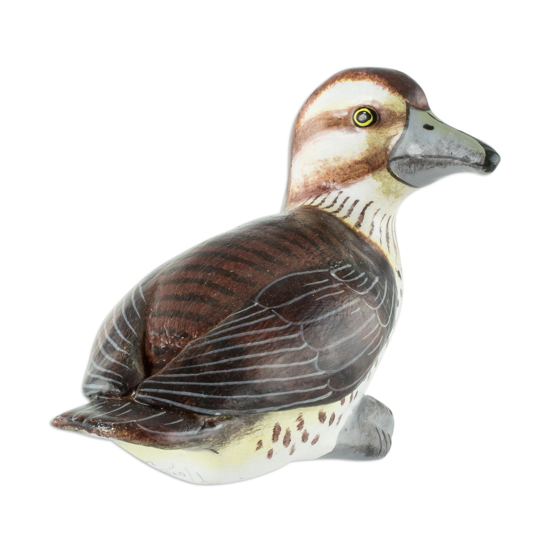 Guatemala Handcrafted Ceramic Masked Duck Figurine - Masked Duck