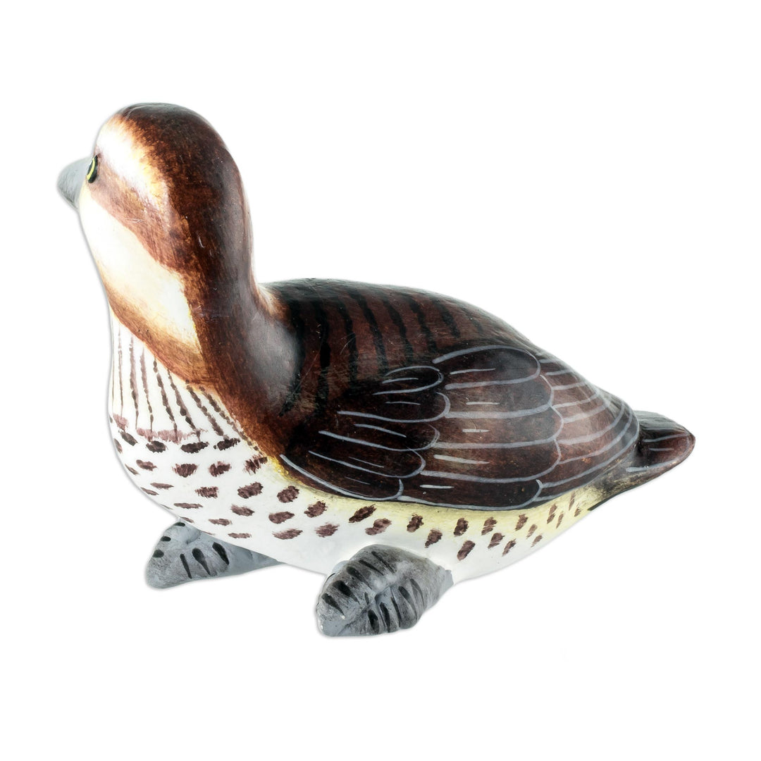 Guatemala Handcrafted Ceramic Masked Duck Figurine - Masked Duck