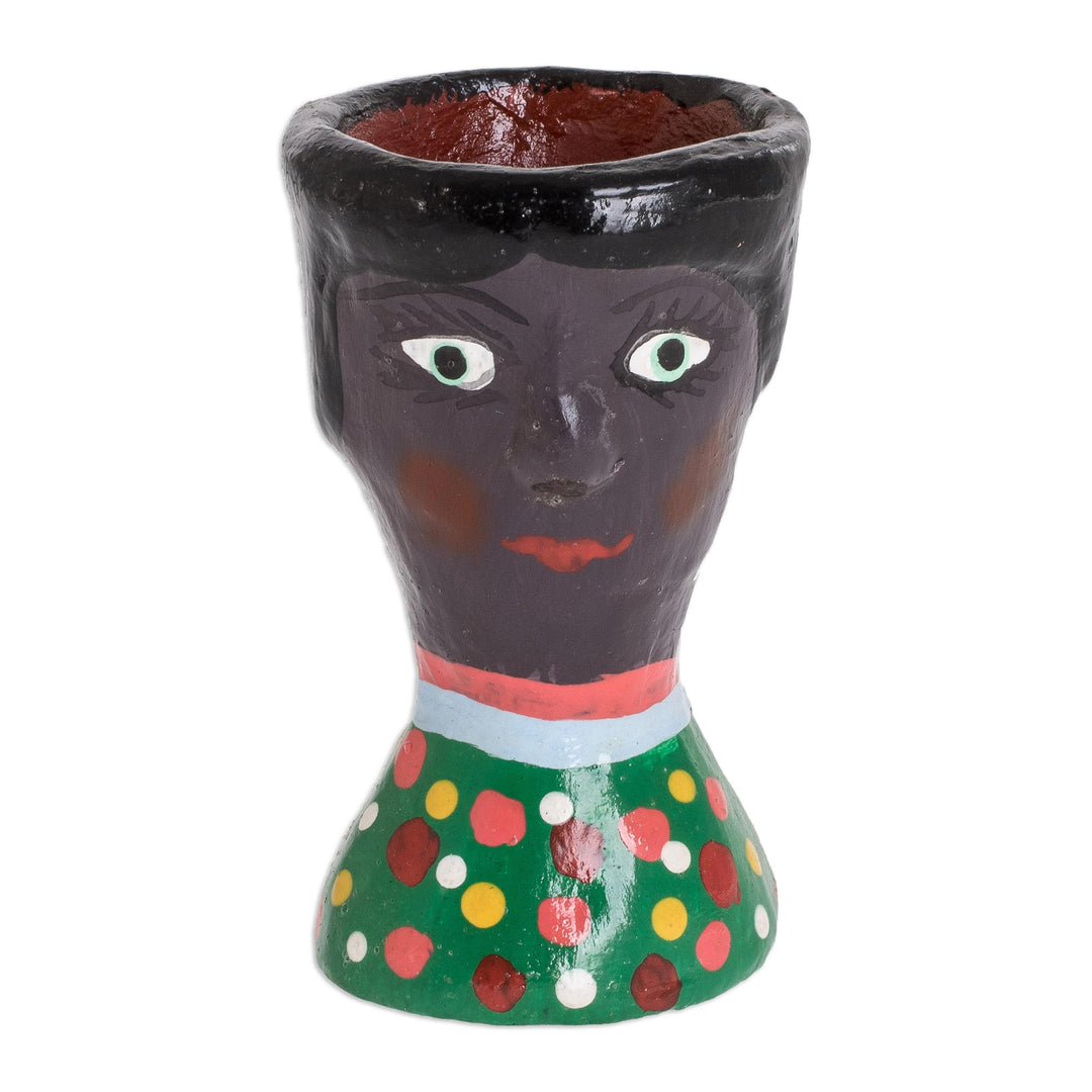 Fun Hand Painted Mini Ceramic Planter - Carolina
