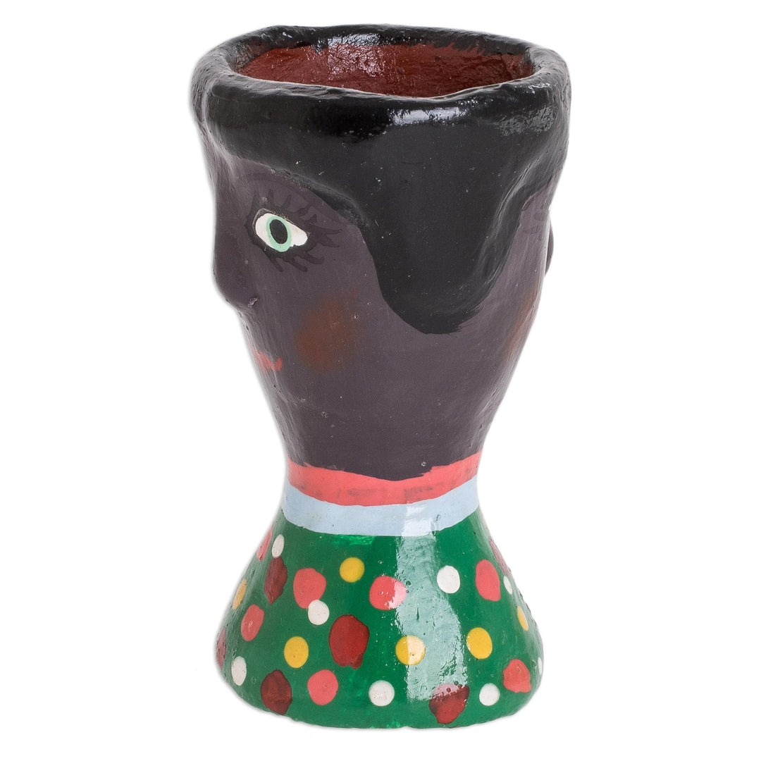 Fun Hand Painted Mini Ceramic Planter - Carolina
