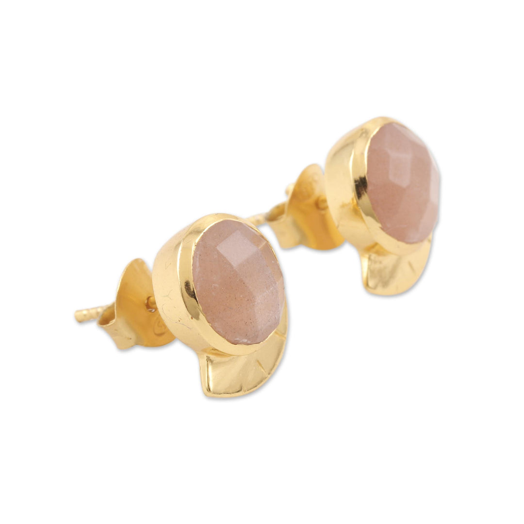 Hand Crafted Gold-Plated Sterling Silver Onyx Stud Earrings - Pink Glamour