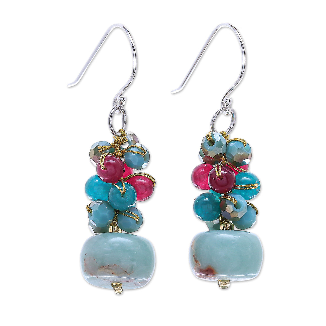 Artisan Crafted Quartz and Jasper Dangle Earrings - Winter Love