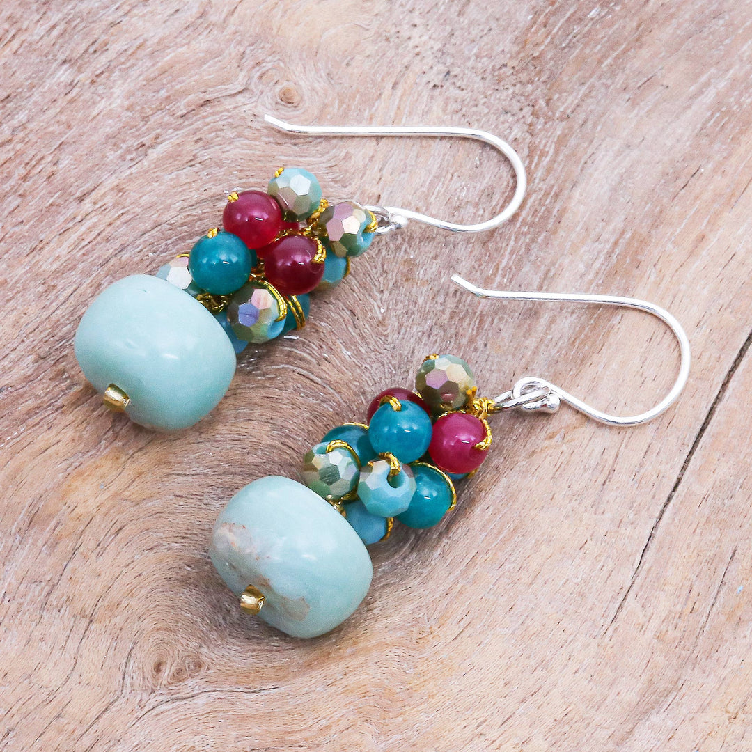 Artisan Crafted Quartz and Jasper Dangle Earrings - Winter Love