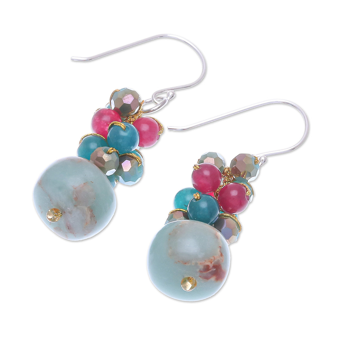 Artisan Crafted Quartz and Jasper Dangle Earrings - Winter Love
