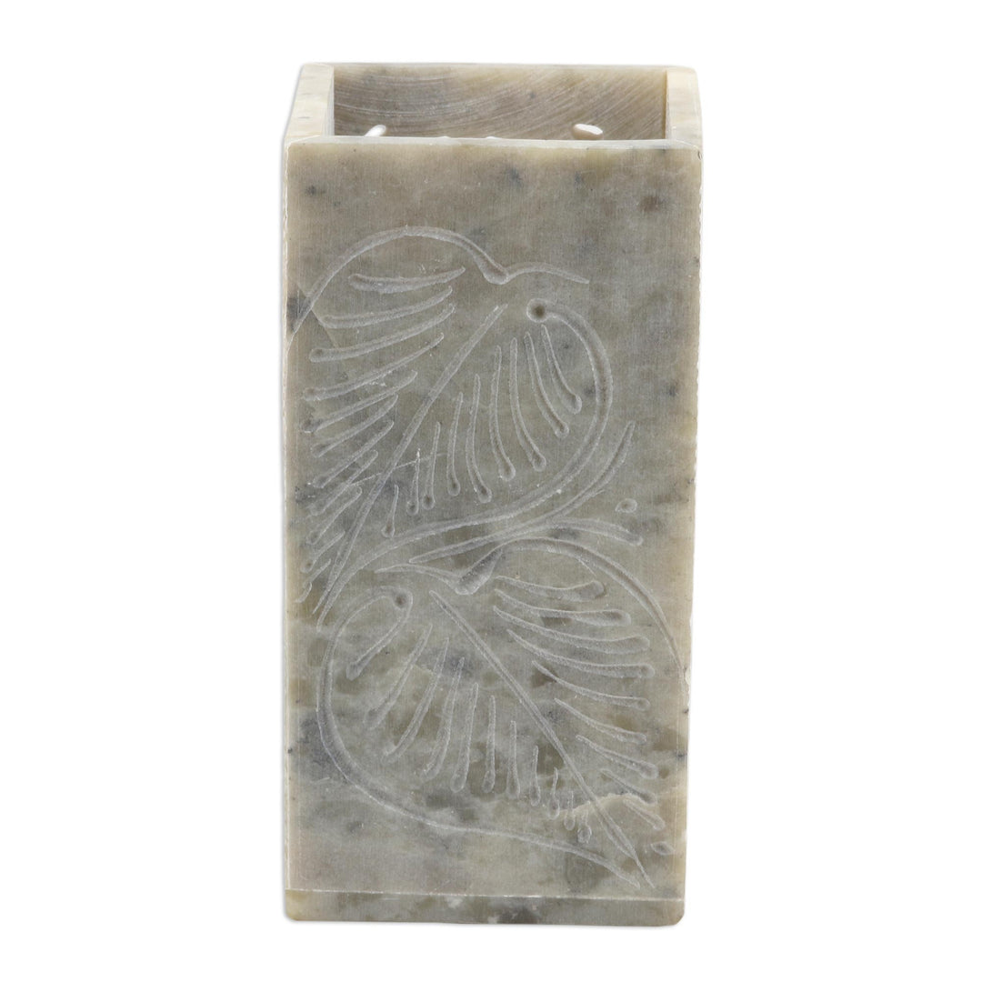 Hand Carved Soapstone Pen Holder from India - Office Order