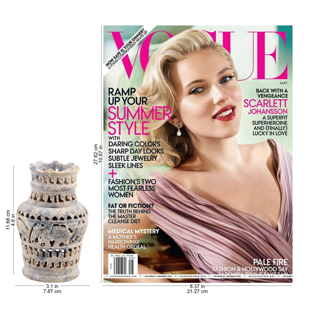 Decorative Soapstone Elephant and Floral Vase - Royal Symphony