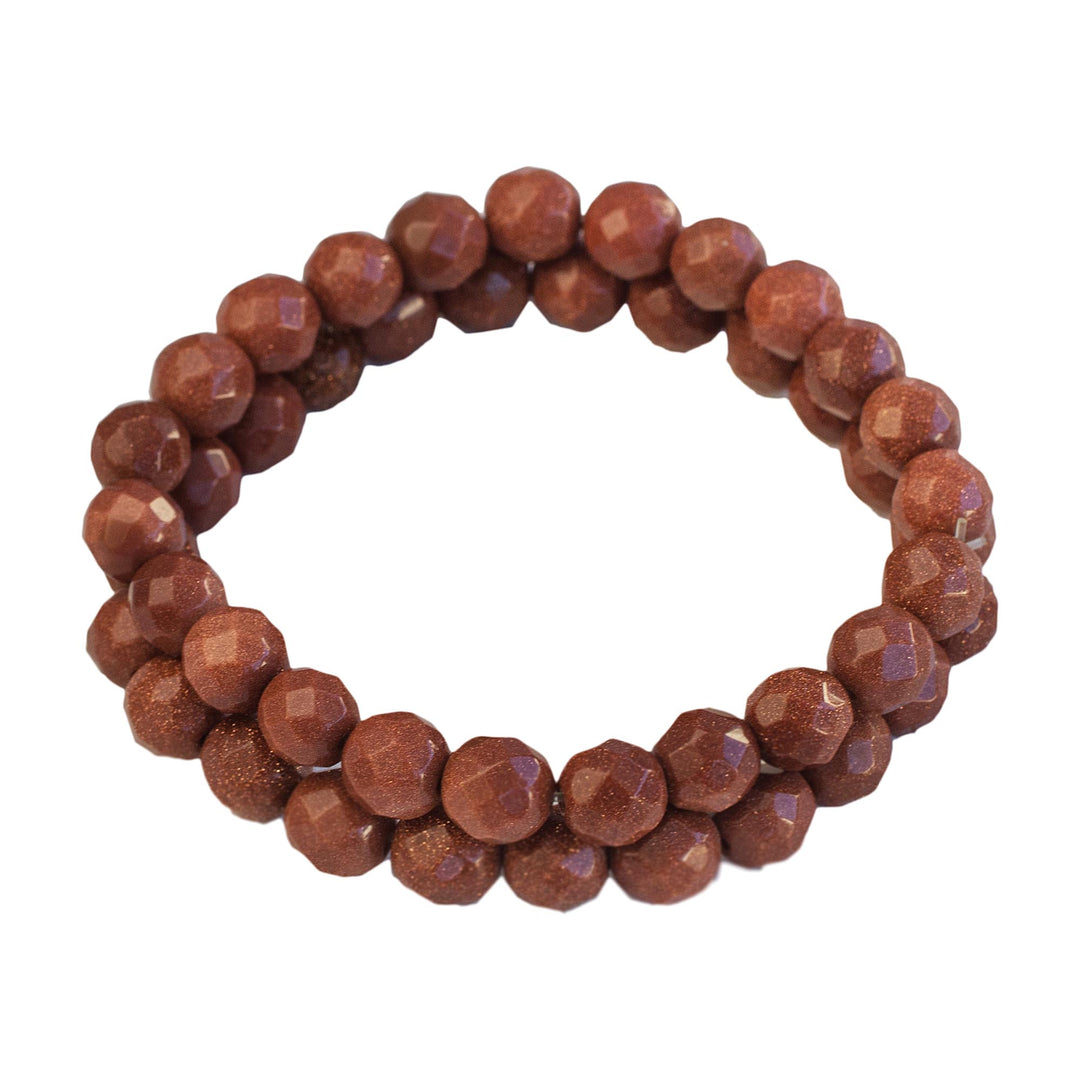 Two Sunstone Beaded Stretch Bracelets from Brazil - Strength and Energy