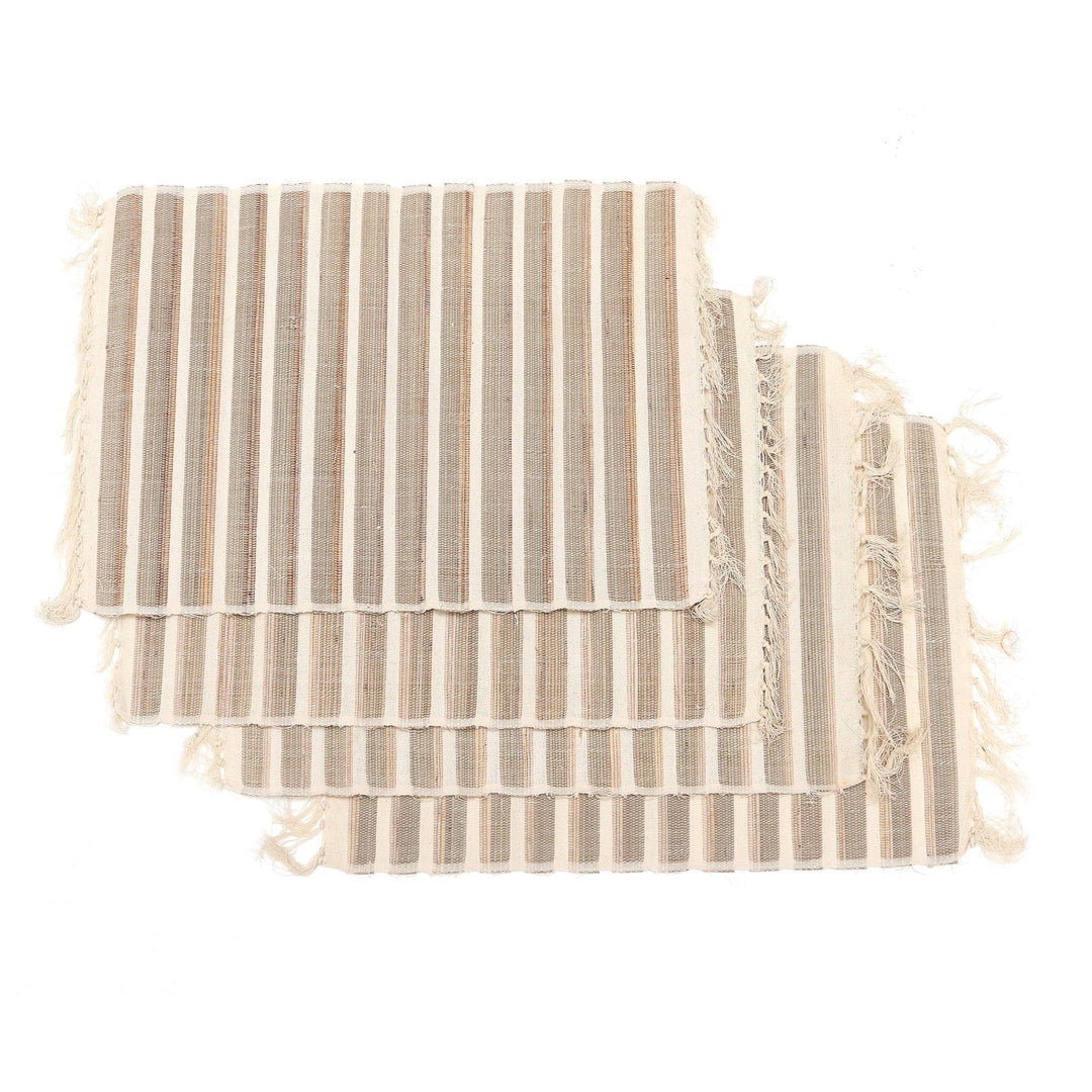 Hand Made Natural Fiber and Cotton Placemats (Set of 4) - White Woods