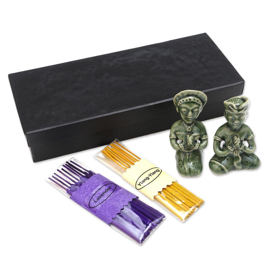 Artisan Crafted Ceramic Incense Set - Aromatherapy Night