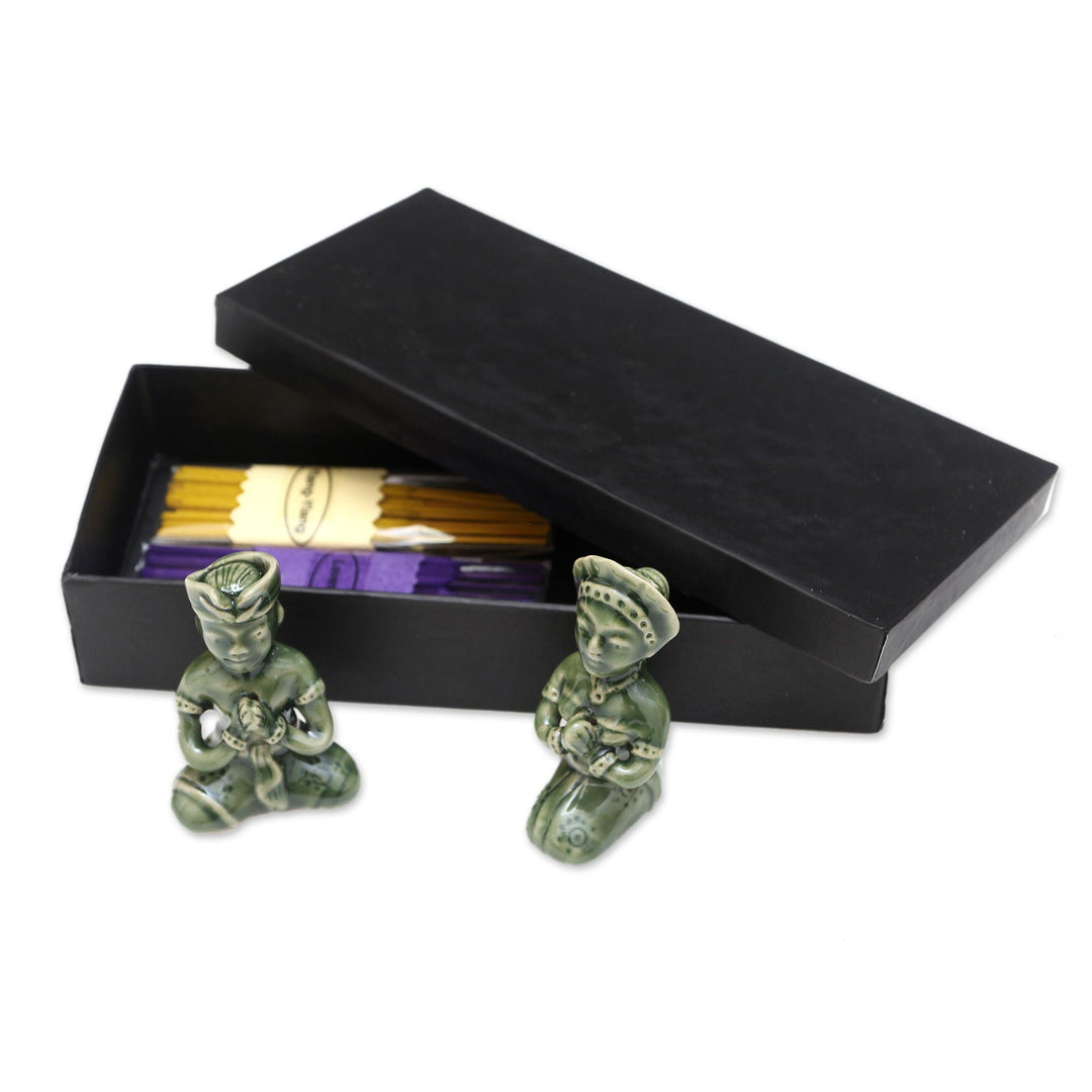 Artisan Crafted Ceramic Incense Set - Aromatherapy Night