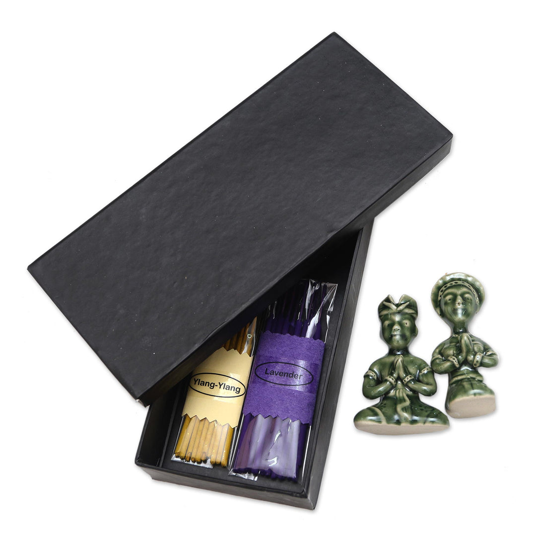 Artisan Crafted Ceramic Incense Set - Aromatherapy Night