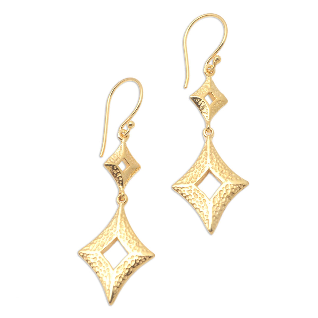 Artisan Crafted Gold-Plated Dangle Earrings - Evil Eyes