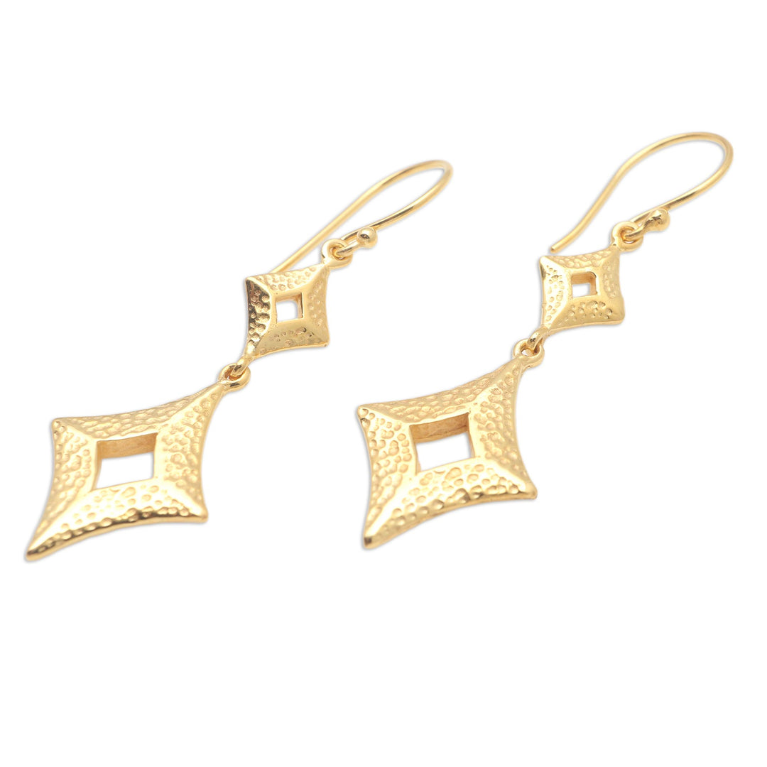 Artisan Crafted Gold-Plated Dangle Earrings - Evil Eyes