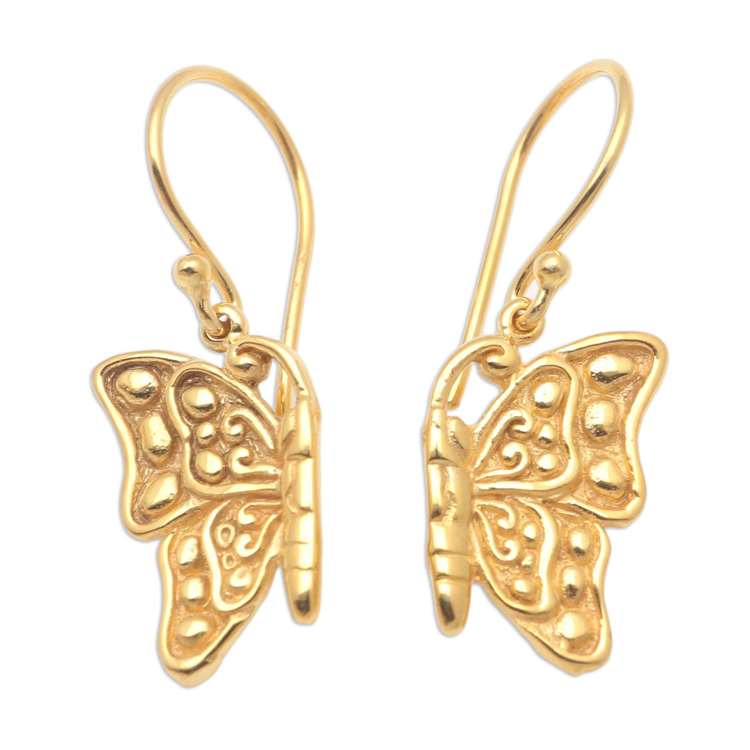 Hand Made Gold-Plated Butterfly Dangle Earrings - Butterfly Couple
