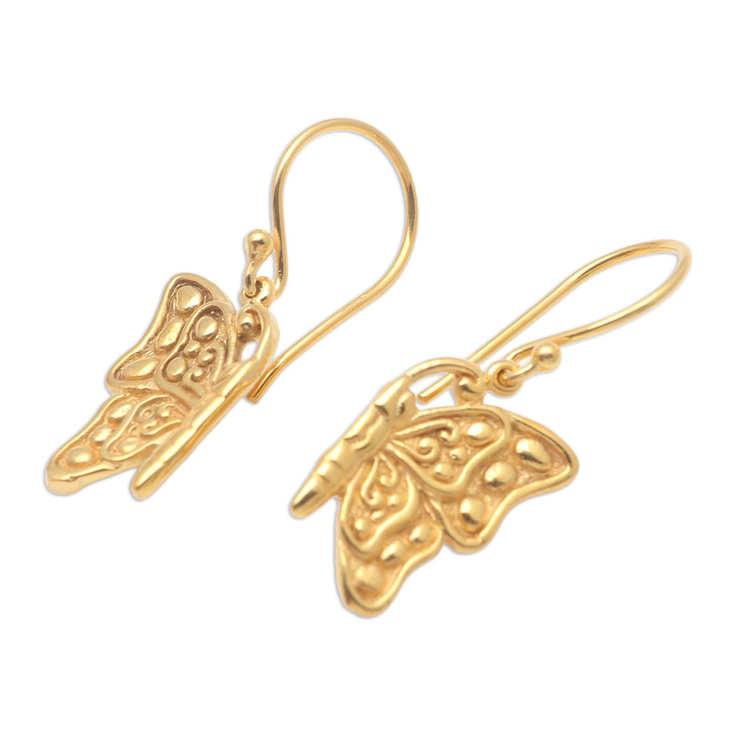 Hand Made Gold-Plated Butterfly Dangle Earrings - Butterfly Couple
