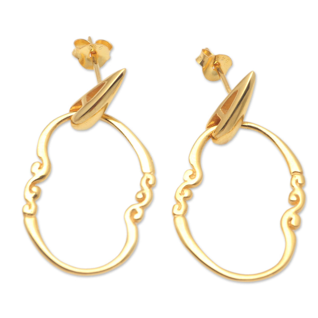 Gold-Plated Balinese Dangle Earrings - Mango Babies