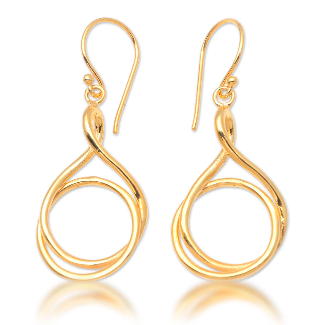 Handmade Gold-Plated Brass Dangle Earrings - Life Path