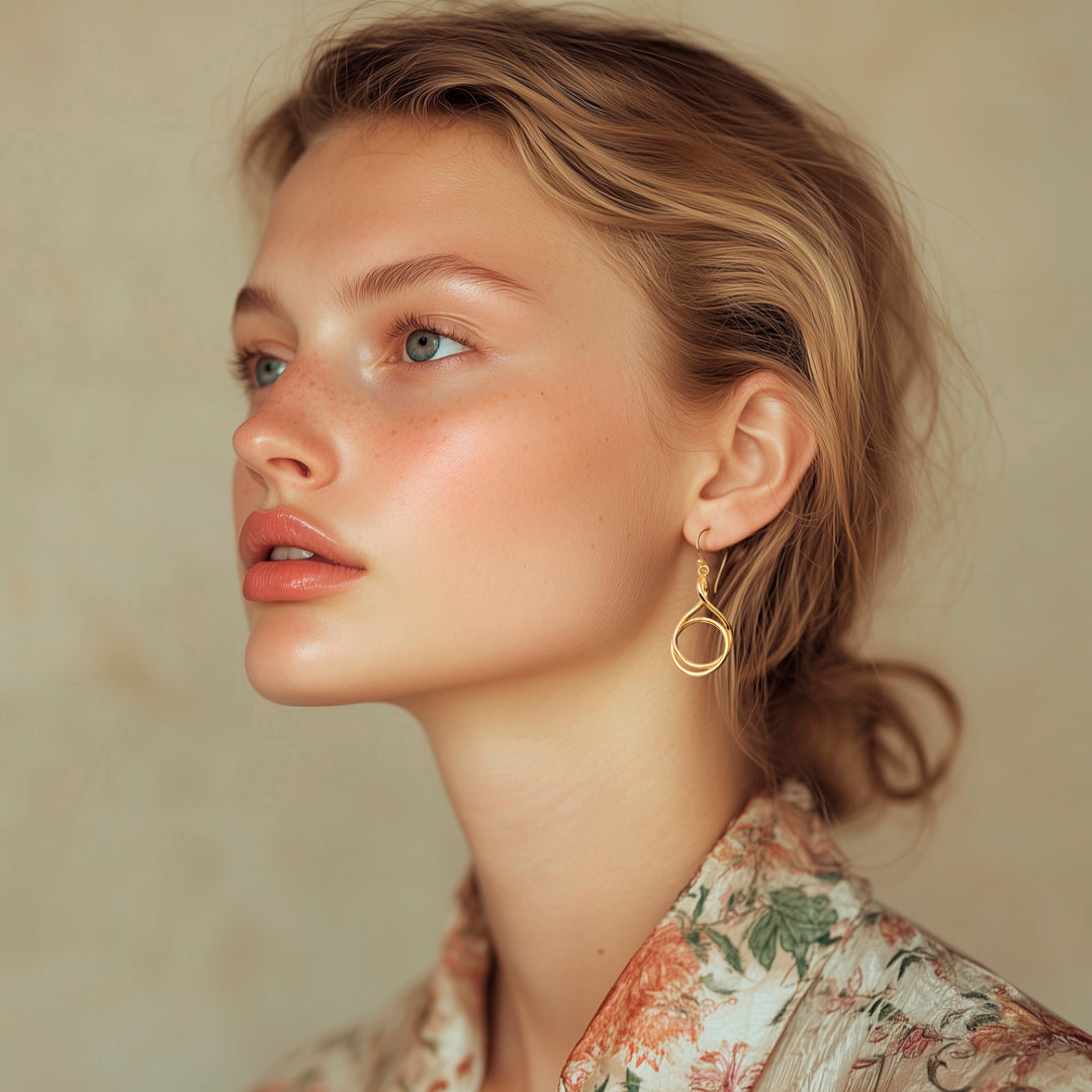 Handmade Gold-Plated Brass Dangle Earrings - Life Path