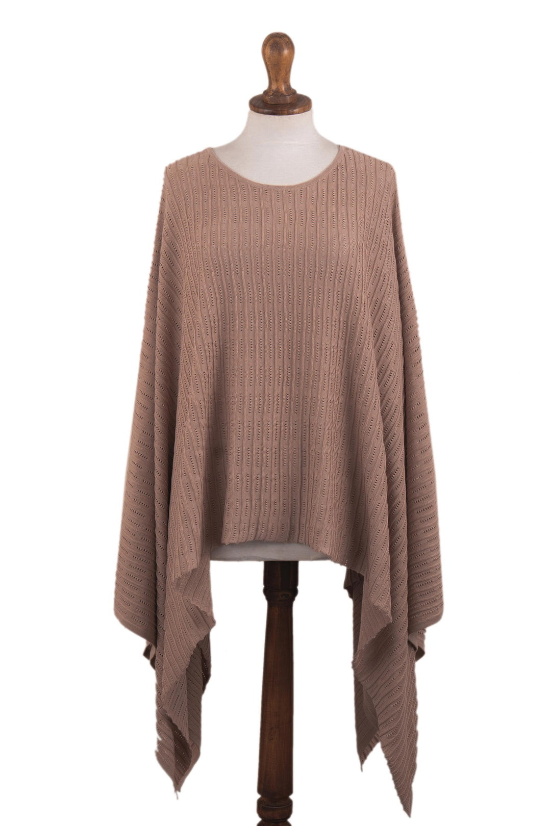 Organic Pima Cotton Knitted Poncho in Peach from Peru - Pintu Spring in Peach