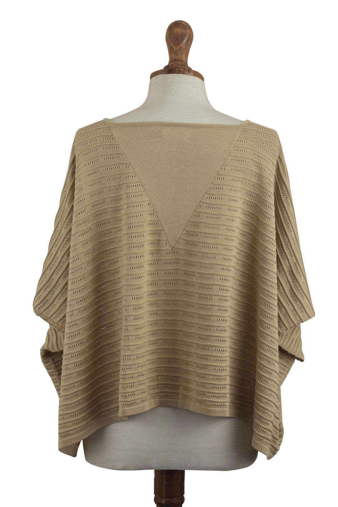 Organic Pima Cotton Textured Poncho in Sand Brown from Peru - Warmi Sands