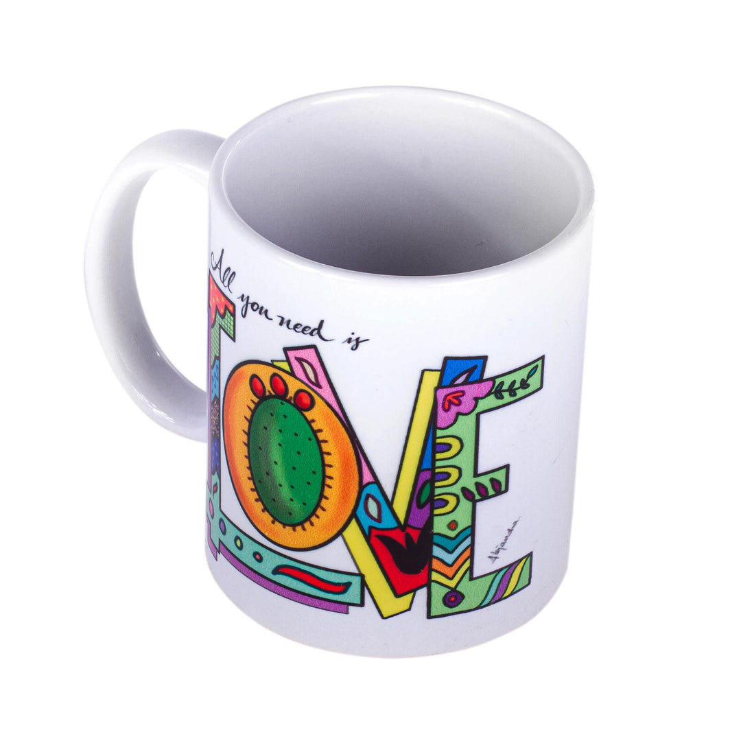 Printed Ceramic Mug with Love Motif - All You Need is Love