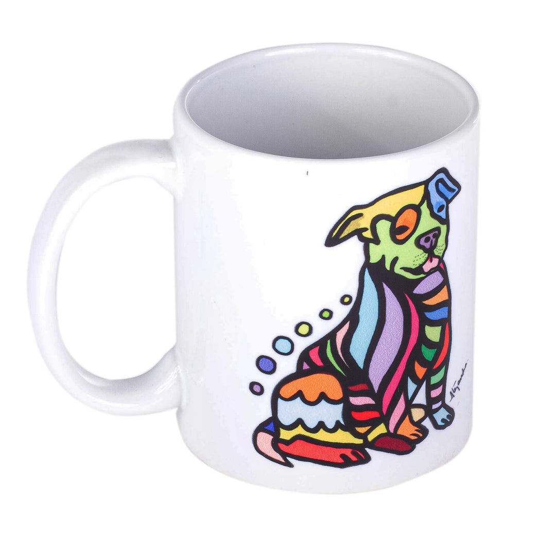 Multicolored Dog Motif Ceramic Mug - Maggi the Dog