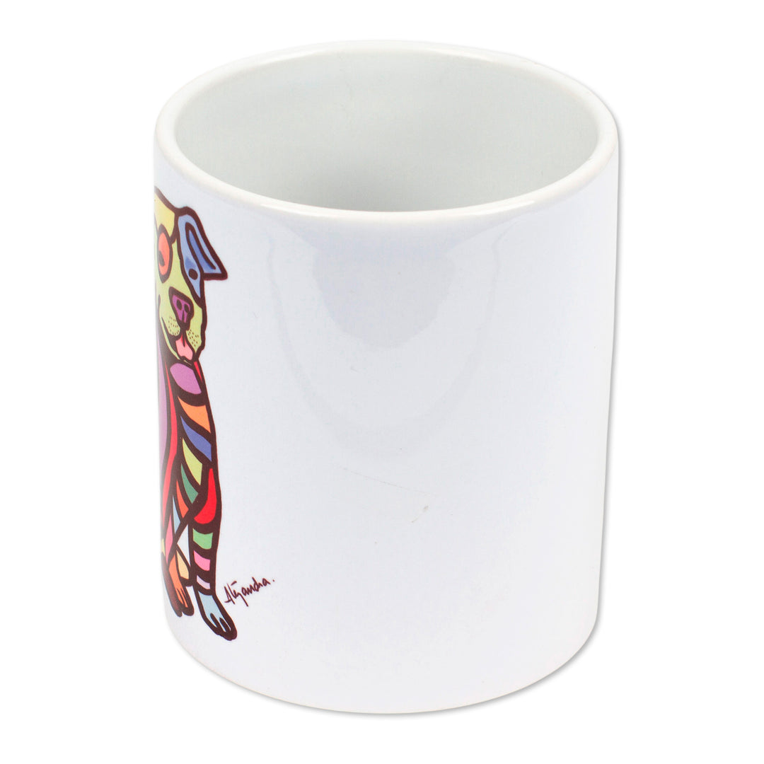 Multicolored Dog Motif Ceramic Mug - Maggi the Dog