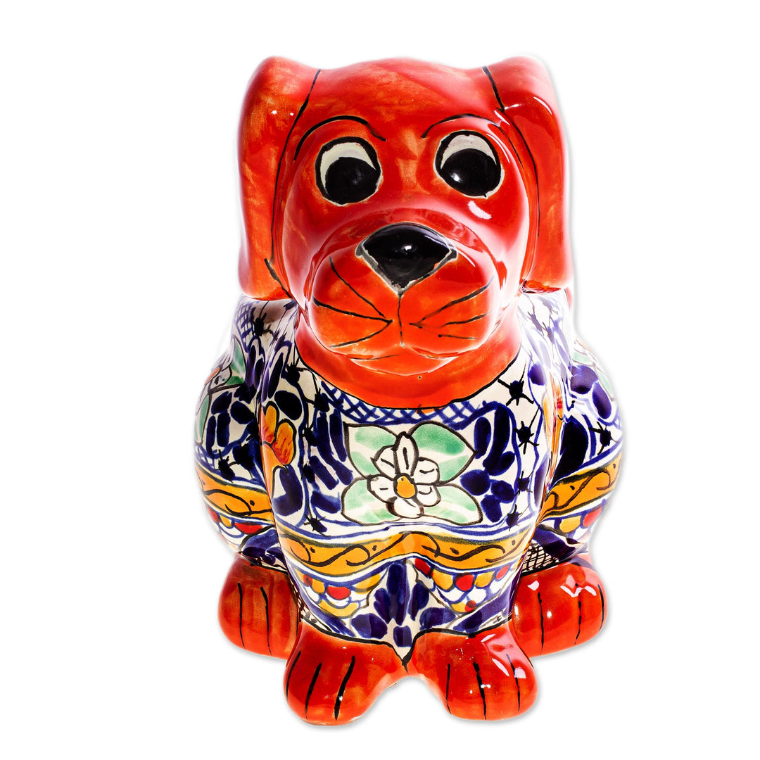 Talavera Style Ceramic Dog Planter from Mexico - Best Friend
