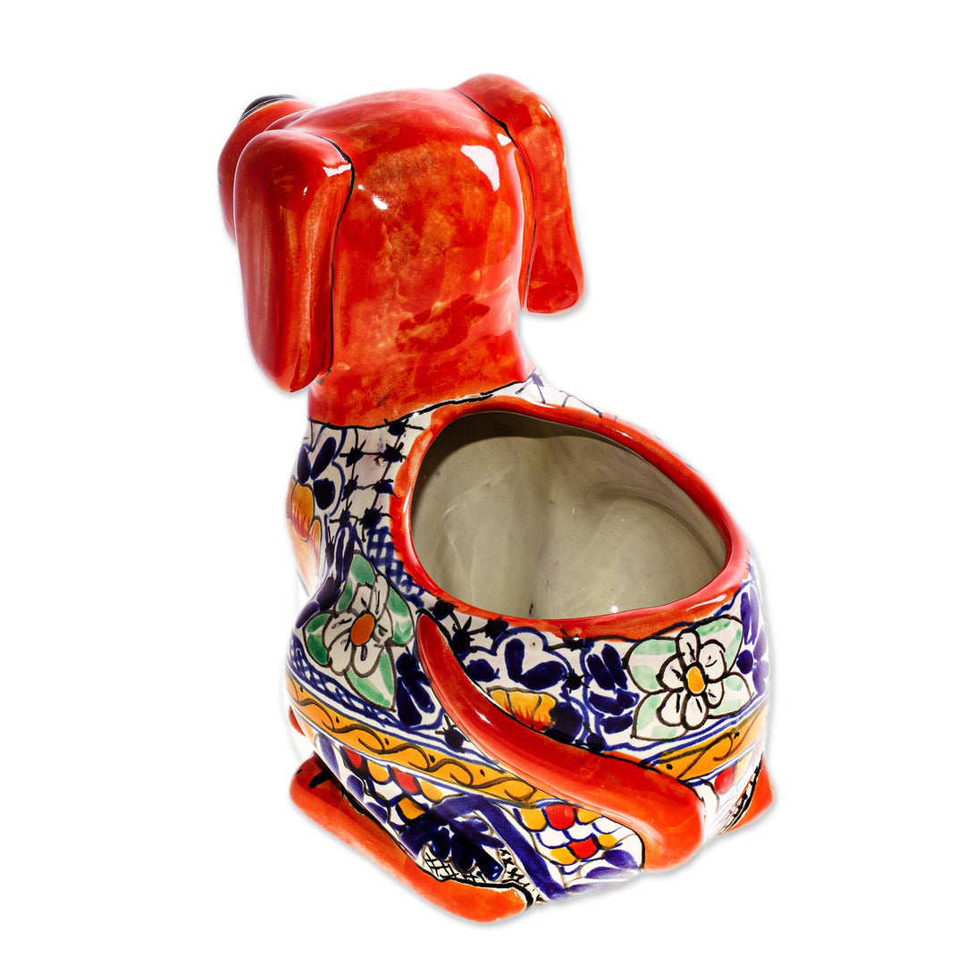 Talavera Style Ceramic Dog Planter from Mexico - Best Friend