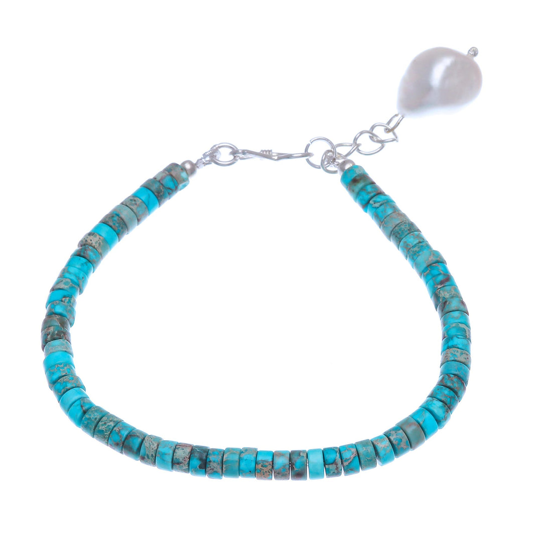 Cultured Freshwater Pearl and Silver Beaded Bracelet - Sea Realm