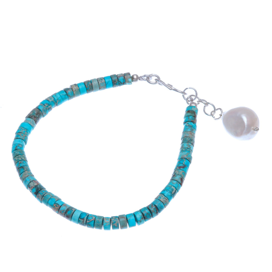 Cultured Freshwater Pearl and Silver Beaded Bracelet - Sea Realm