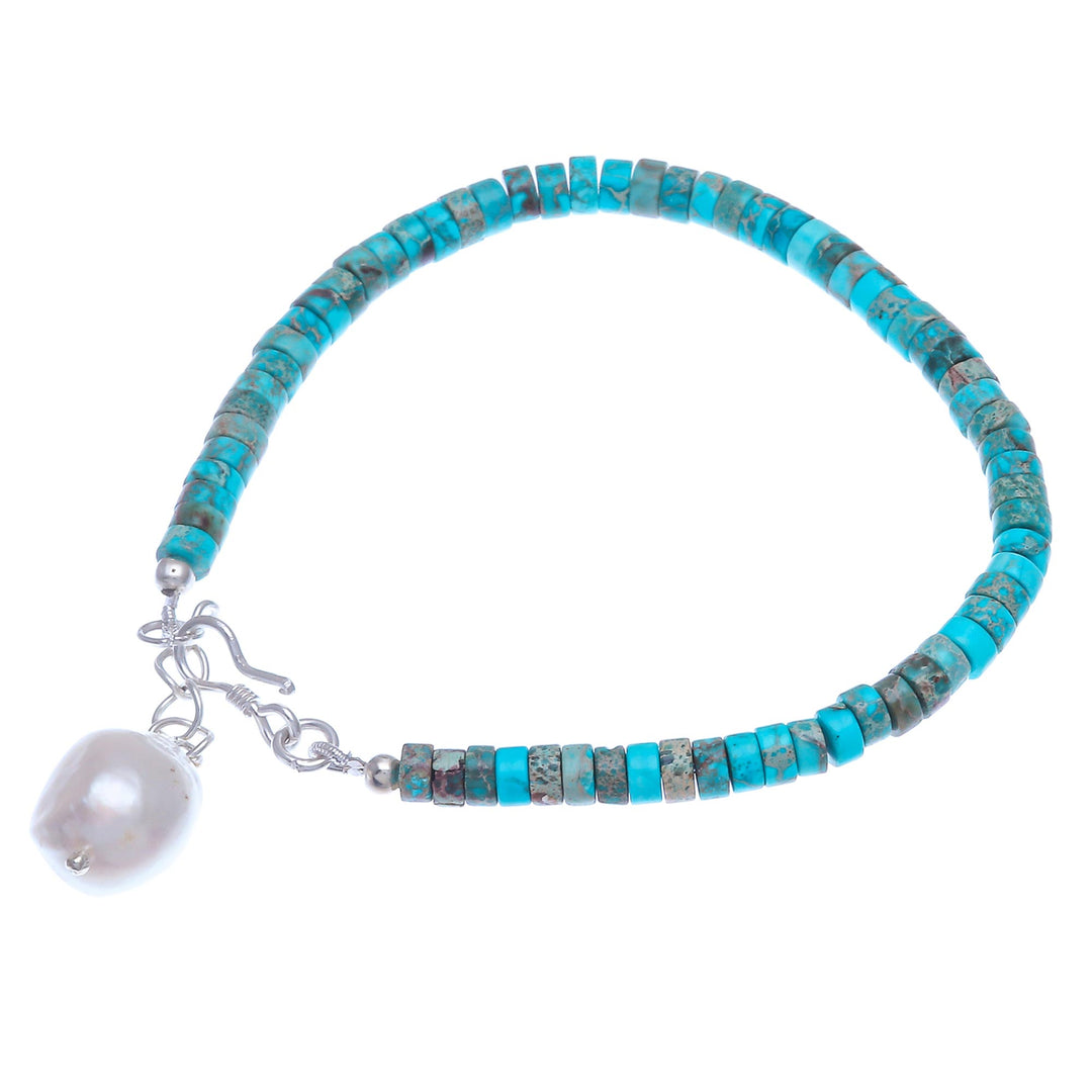 Cultured Freshwater Pearl and Silver Beaded Bracelet - Sea Realm