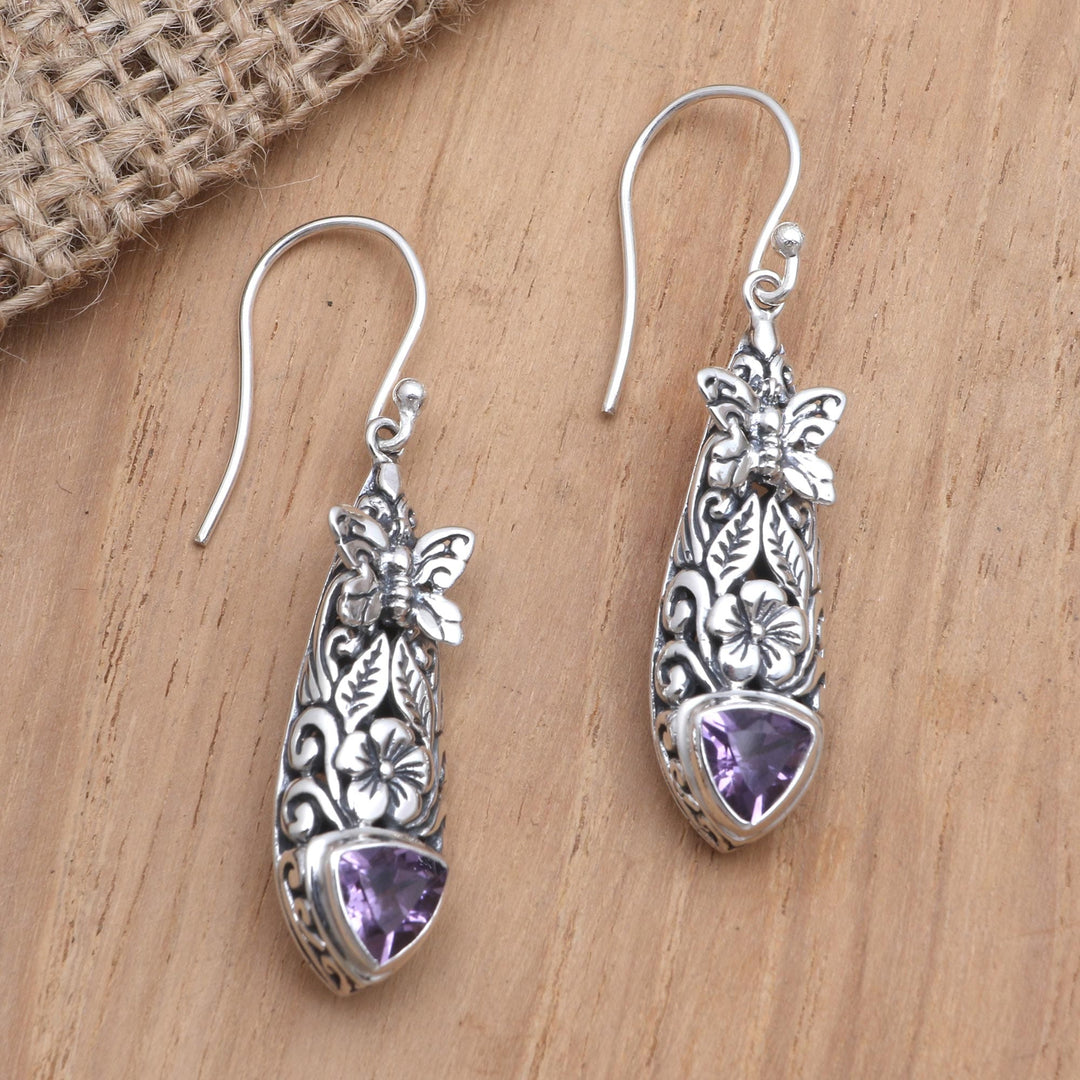 Amethyst and Blue Topaz Butterfly Earrings - Butterfly Wish