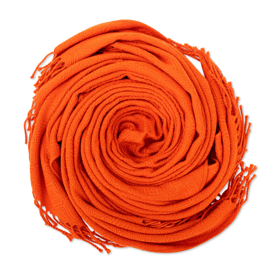 Orange Acrylic and Alpaca Blend Throw Blanket - Diamond Mine in Flame